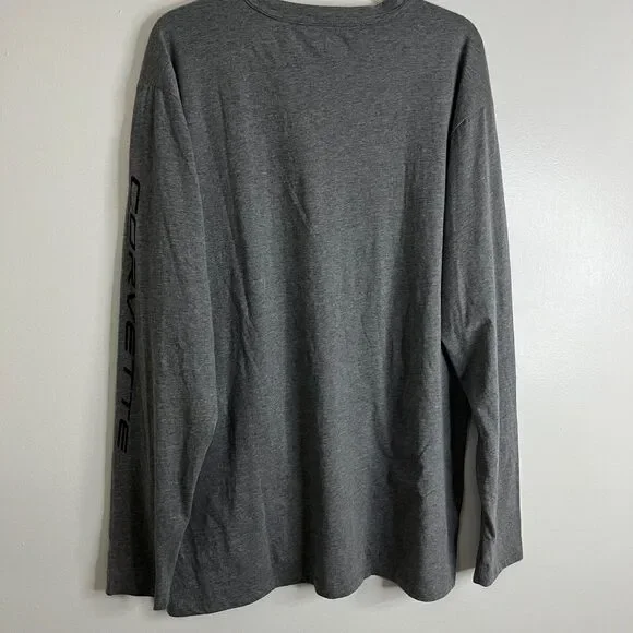 C8 Corvette Long Sleeve New Era T-Shirt Gray Logo Mens Pullover Sz 2XL - Picture 3 of 7